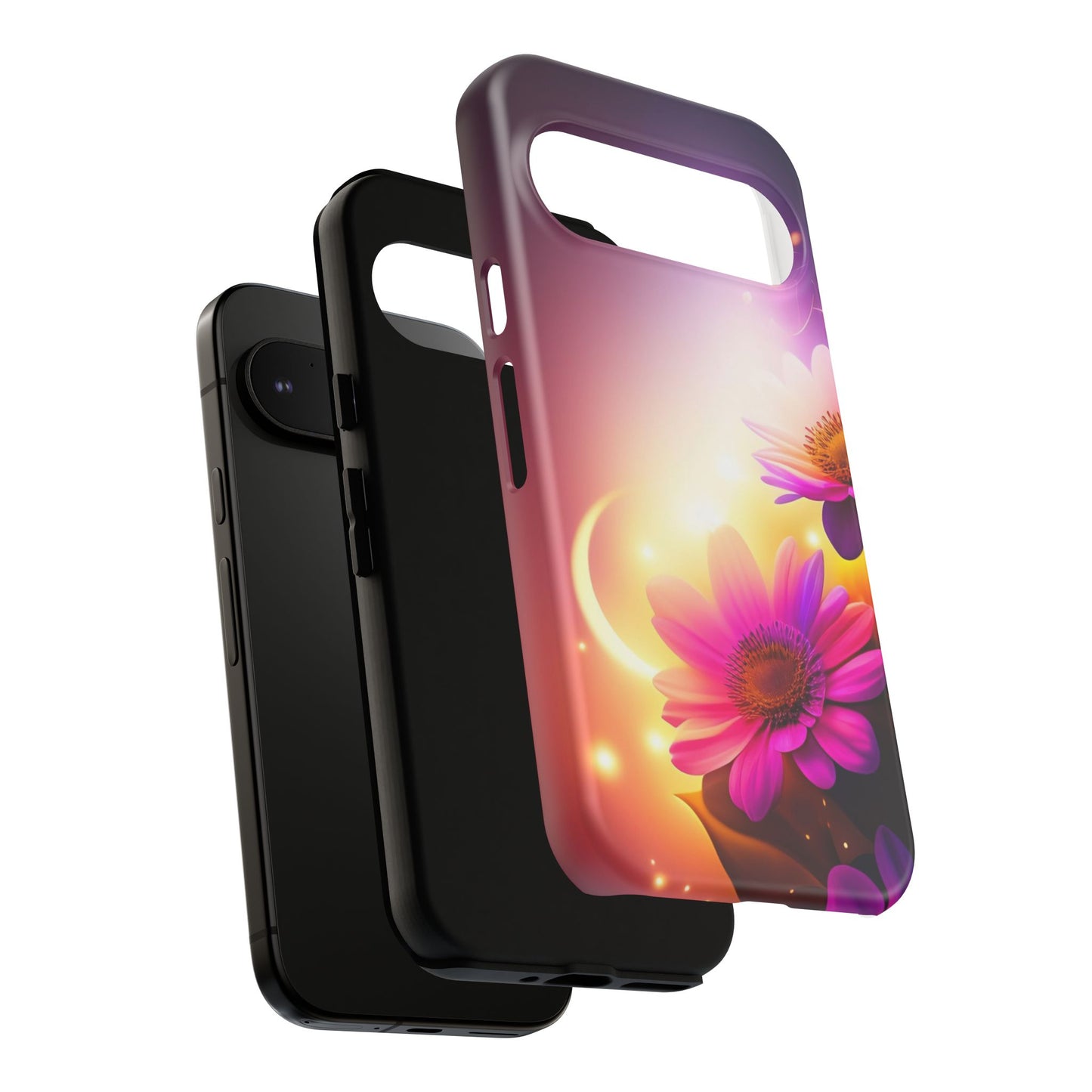 Floral Moonlight Phone Case – Purple Daisy Protective Cover