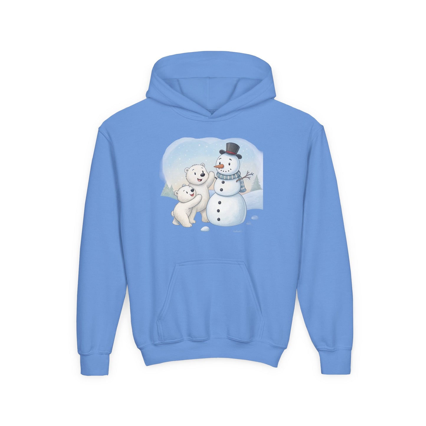 Kids Snowman Hoodie — Cute Polar Bear & Snowman Holiday Sweatshirt