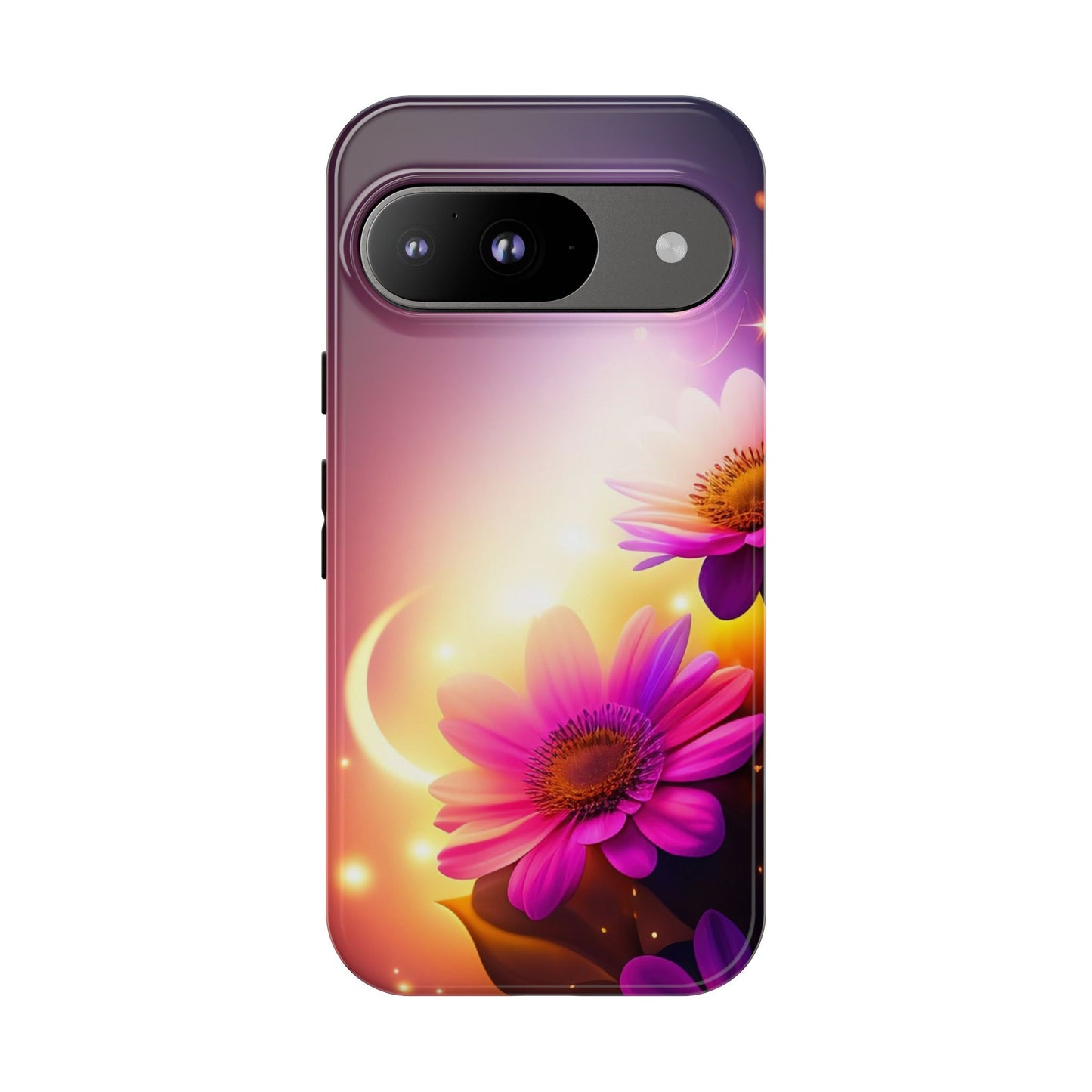 Floral Moonlight Phone Case – Purple Daisy Protective Cover