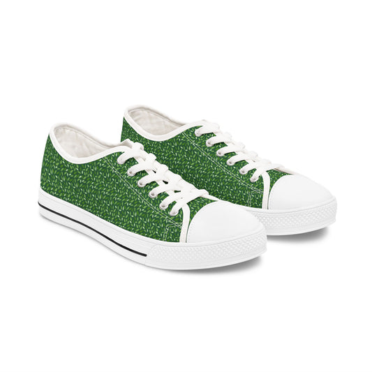 Green Texture Low Top Sneakers — Women's Casual Canvas Shoes
