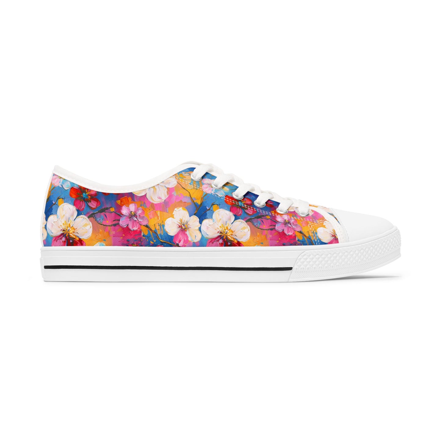 Floral Burst Low Top Sneakers — Colorful Women’s Canvas Shoes