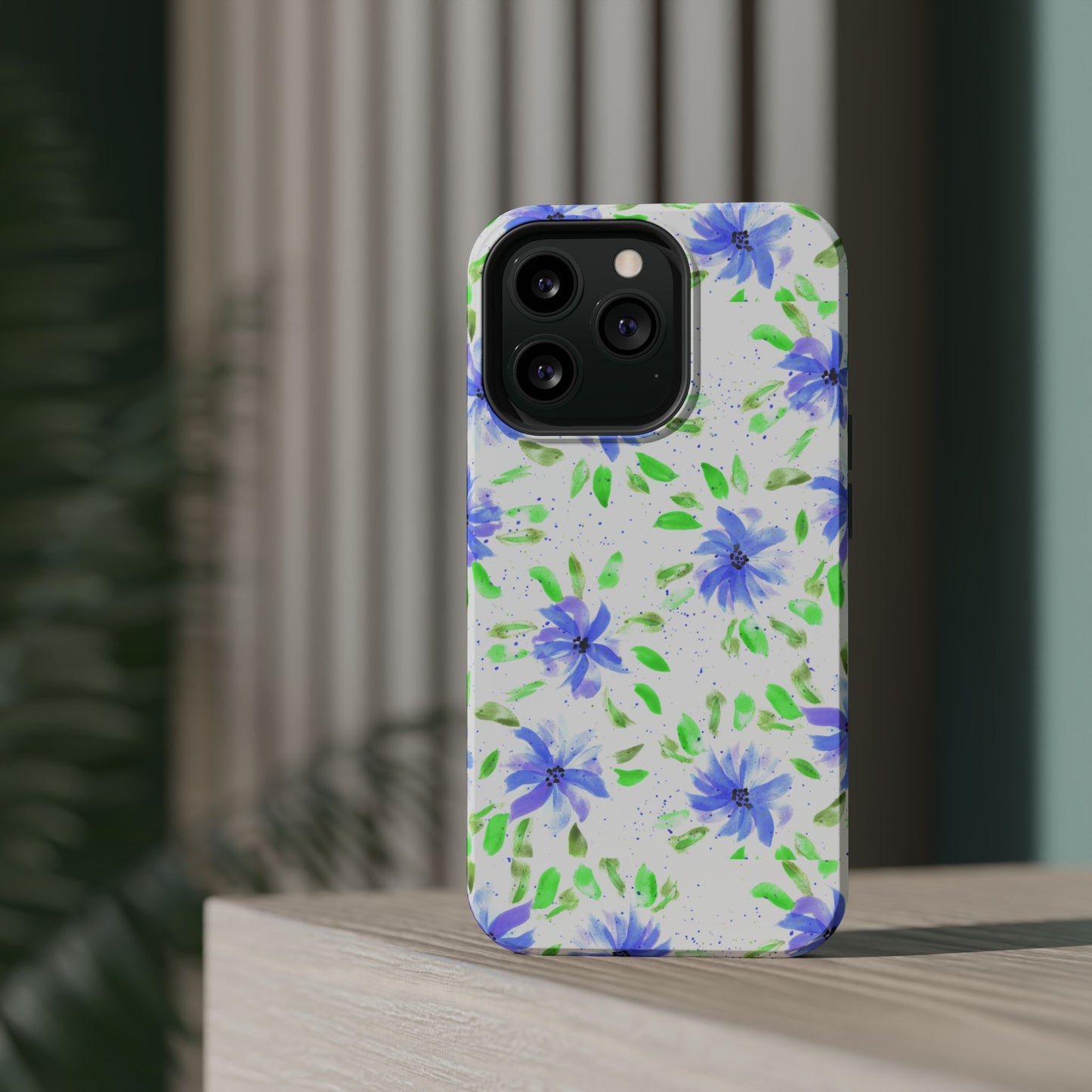 Floral Blue Watercolor Phone Case — Magnetic Impact-Resistant