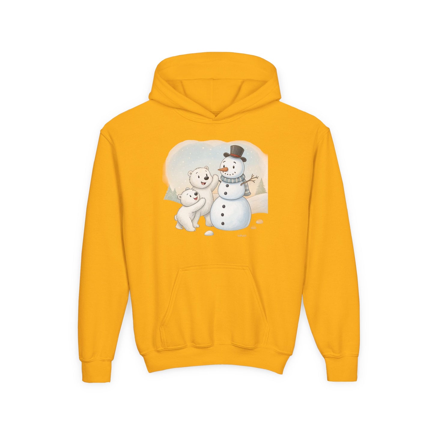 Kids Snowman Hoodie — Cute Polar Bear & Snowman Holiday Sweatshirt