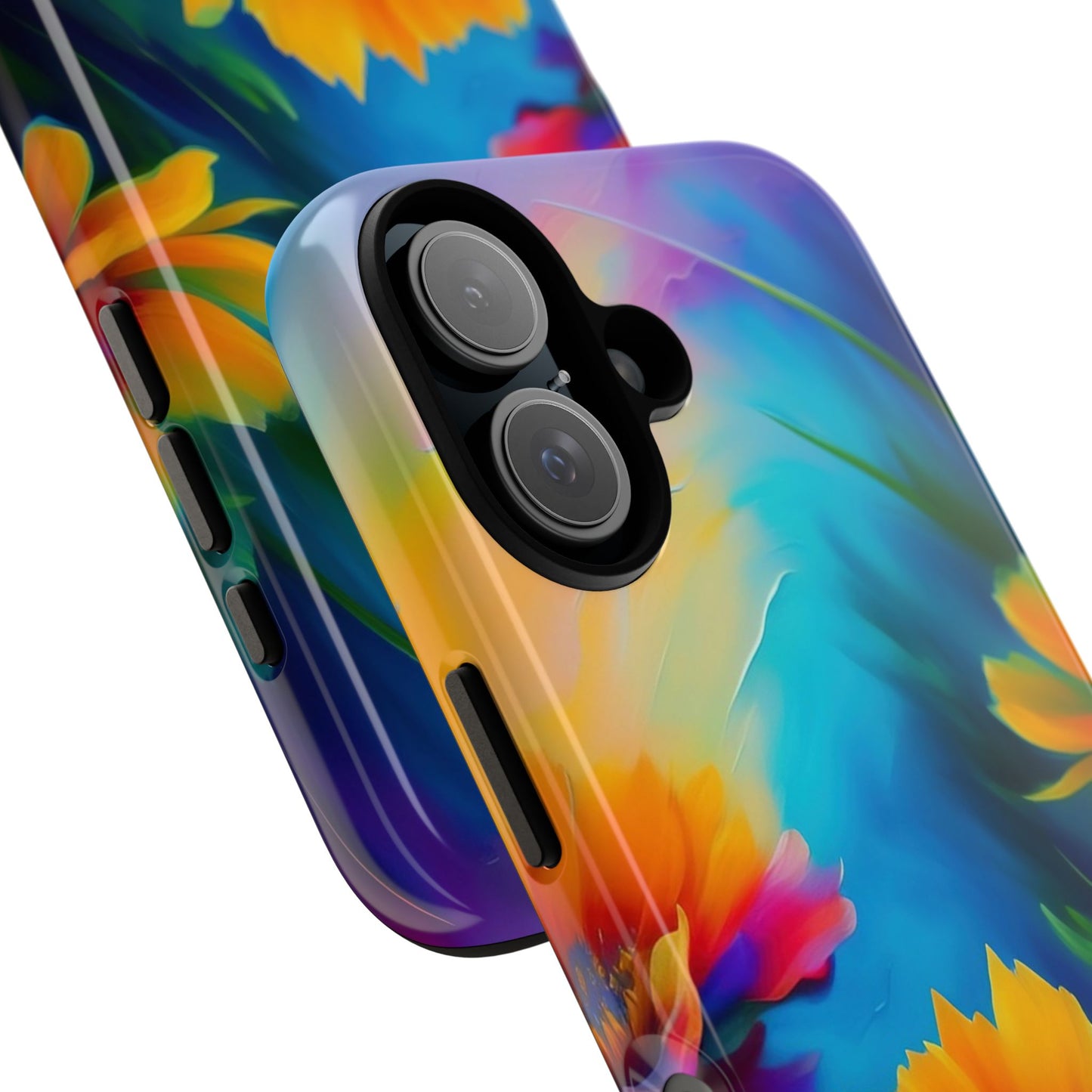 Floral Sunset Tough Phone Case — Vibrant Watercolor Flowers Protective Cover