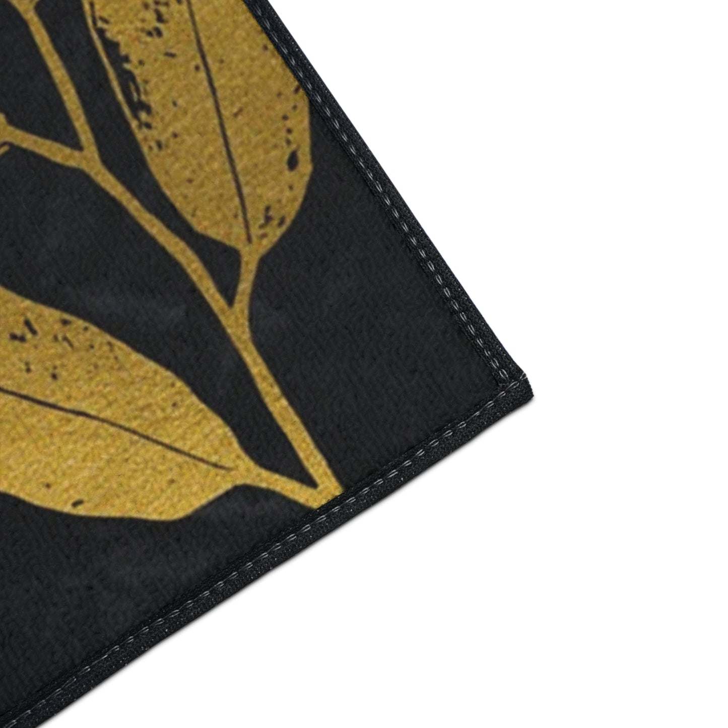 Monogram A Heavy Duty Floor Mat — Black & Gold Botanical Doormat