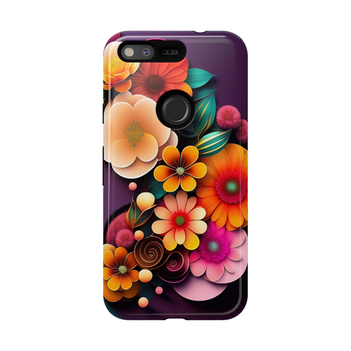 Floral Burst Tough Phone Case — Colorful Retro Flowers Protective Cover