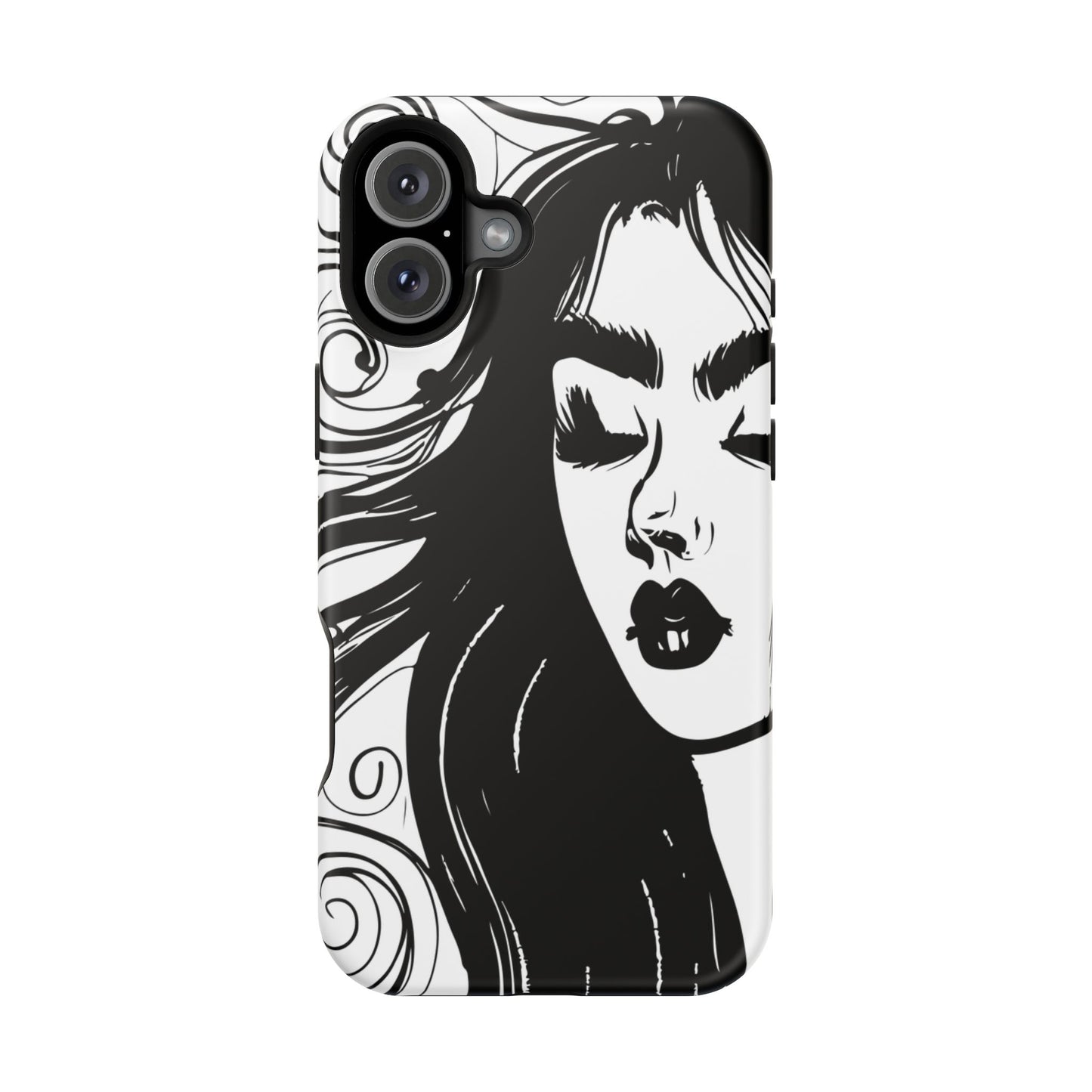 Artistic Black & White Portrait Phone Case — Magnetic Impact-Resistant
