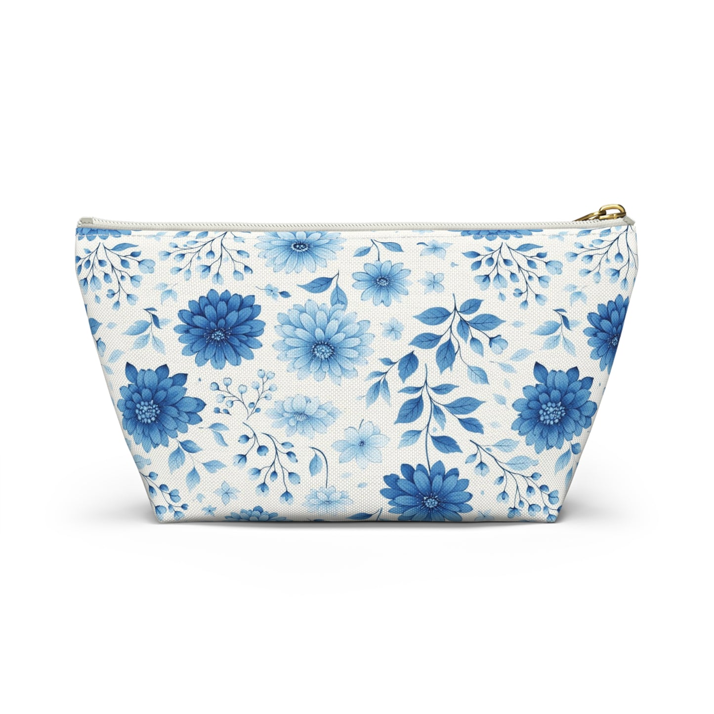Blue Floral Accessory Pouch — T‑Bottom Makeup & Travel Bag