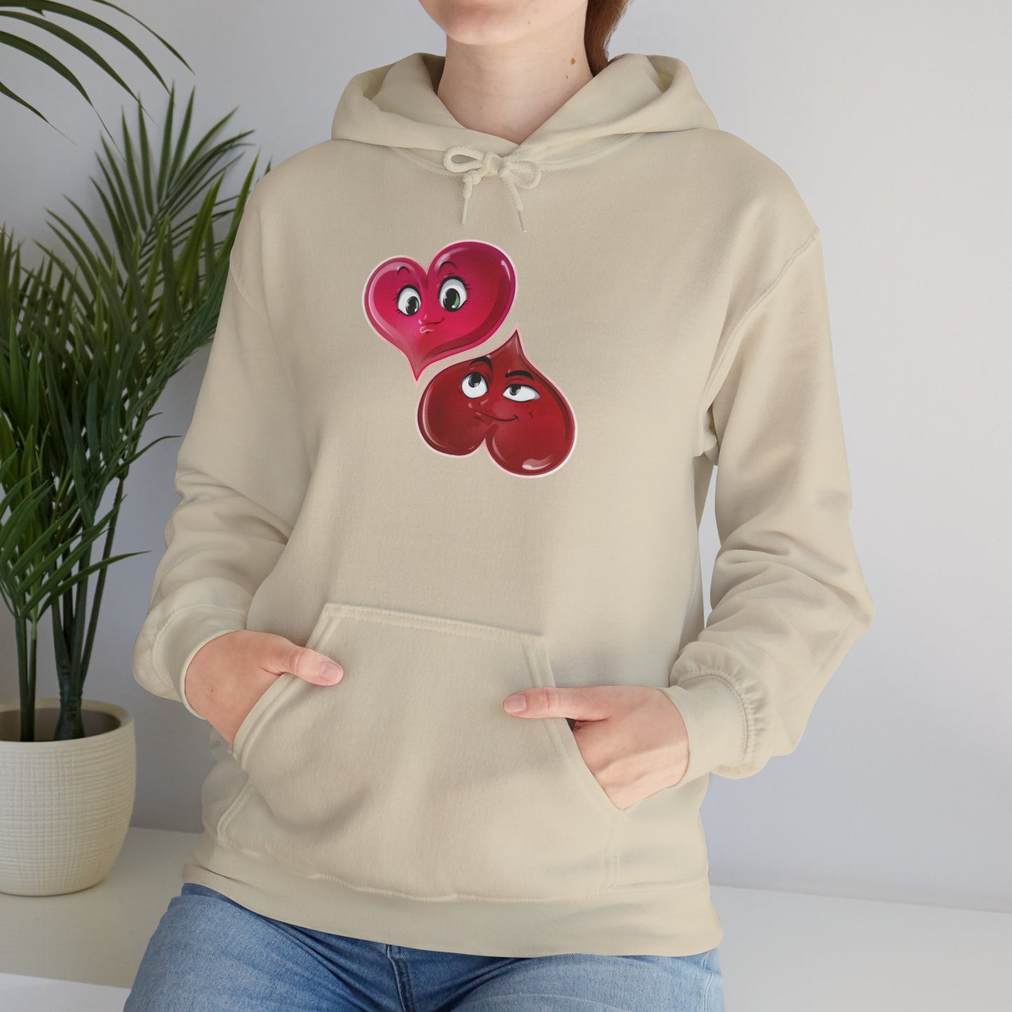 Heart Buds Hoodie — Cute Pair of Cheeky Heart Characters, Valentine’s Day Gift