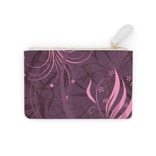Floral Swirl Mini Clutch — Pink & Plum Compact Wristlet