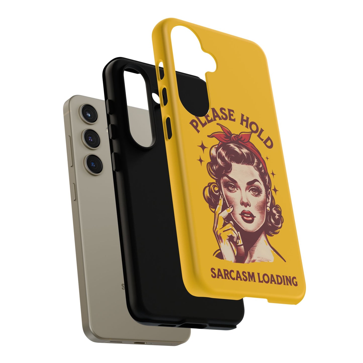 Phone Case - "Please Hold, Sarcasm Loading" Retro Pin-Up Tough Case
