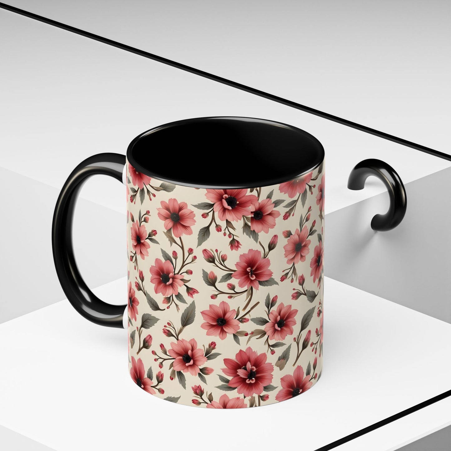 Floral Accent Coffee Mug, Cute Gift for Her, Coffee Lover's Mug, Mother's Day Gift, Housewarming Tea Mug