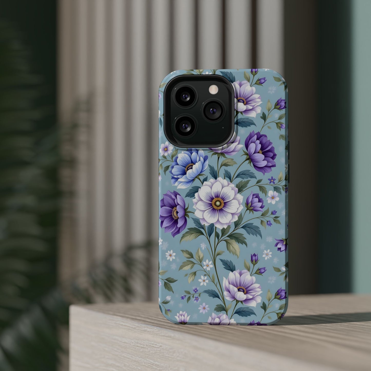 Floral Purple Peony Phone Case — Magnetic Impact‑Resistant Protective Cover