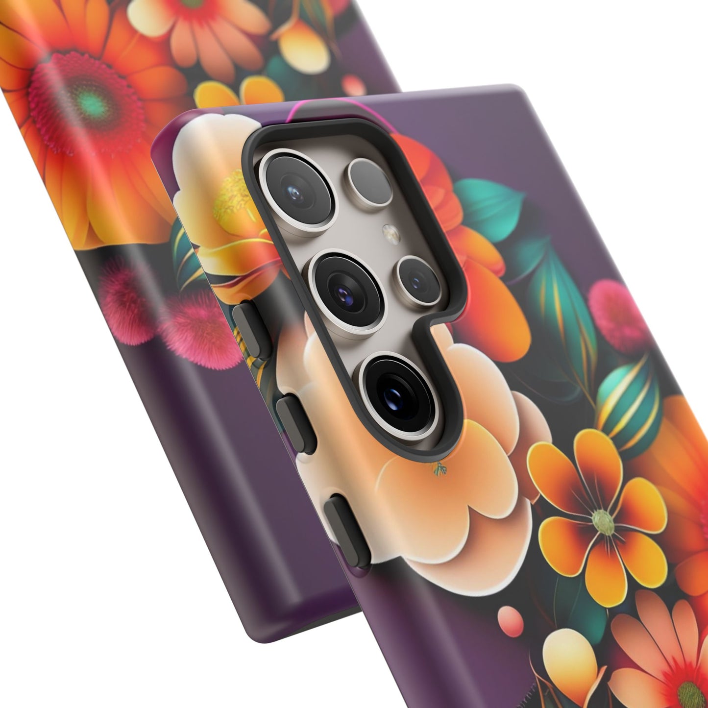 Floral Burst Tough Phone Case — Colorful Retro Flowers Protective Cover