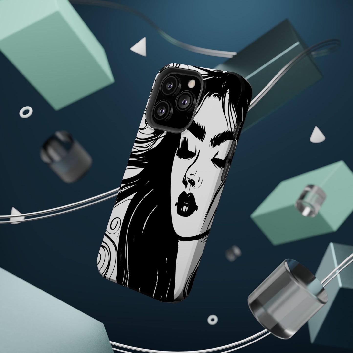 Artistic Black & White Portrait Phone Case — Magnetic Impact-Resistant