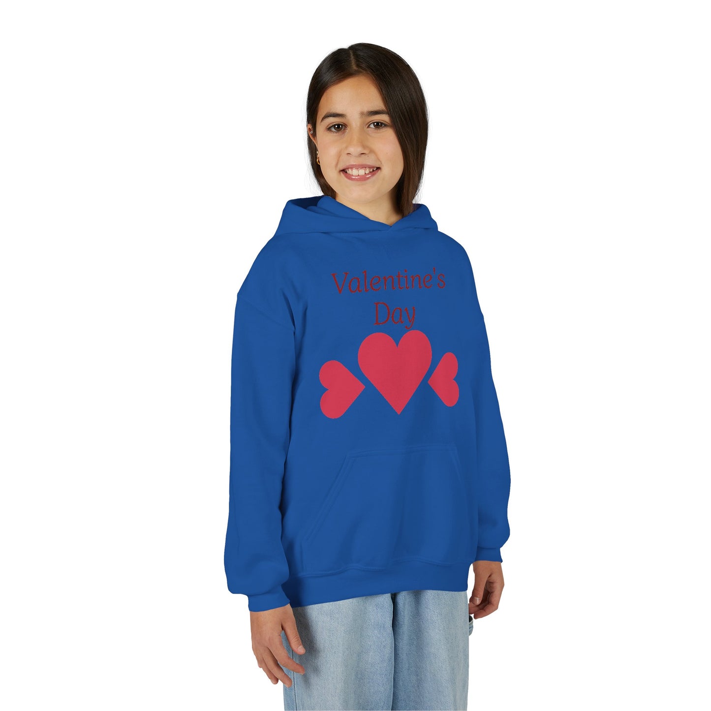 Valentine's Day Kids Hoodie - Pink Heart Trio Youth Sweatshirt