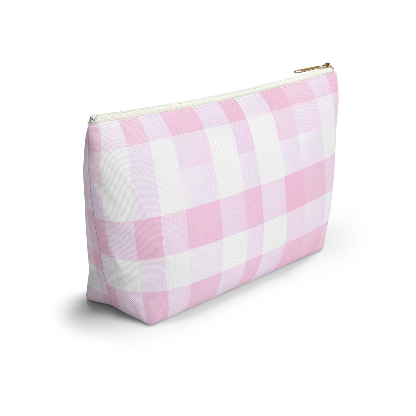 Pink Gingham Accessory Pouch — T‑Bottom Makeup & Toiletry Bag