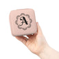 Monogrammed A Pink Travel Jewelry Case — Compact Organizer for Earrings, Rings & Necklaces
