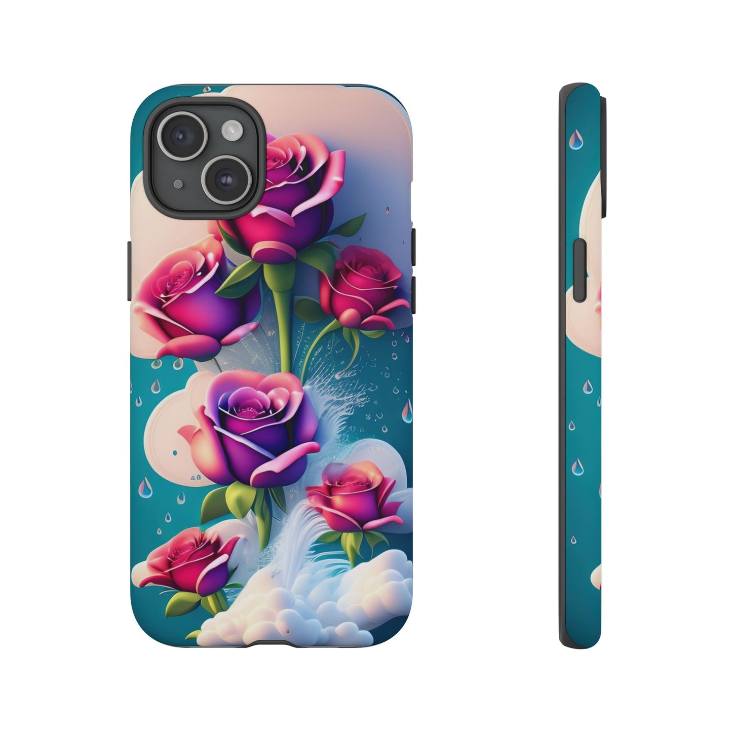 Floral Dream Tough Phone Case — Rose Bouquet Clouds Design