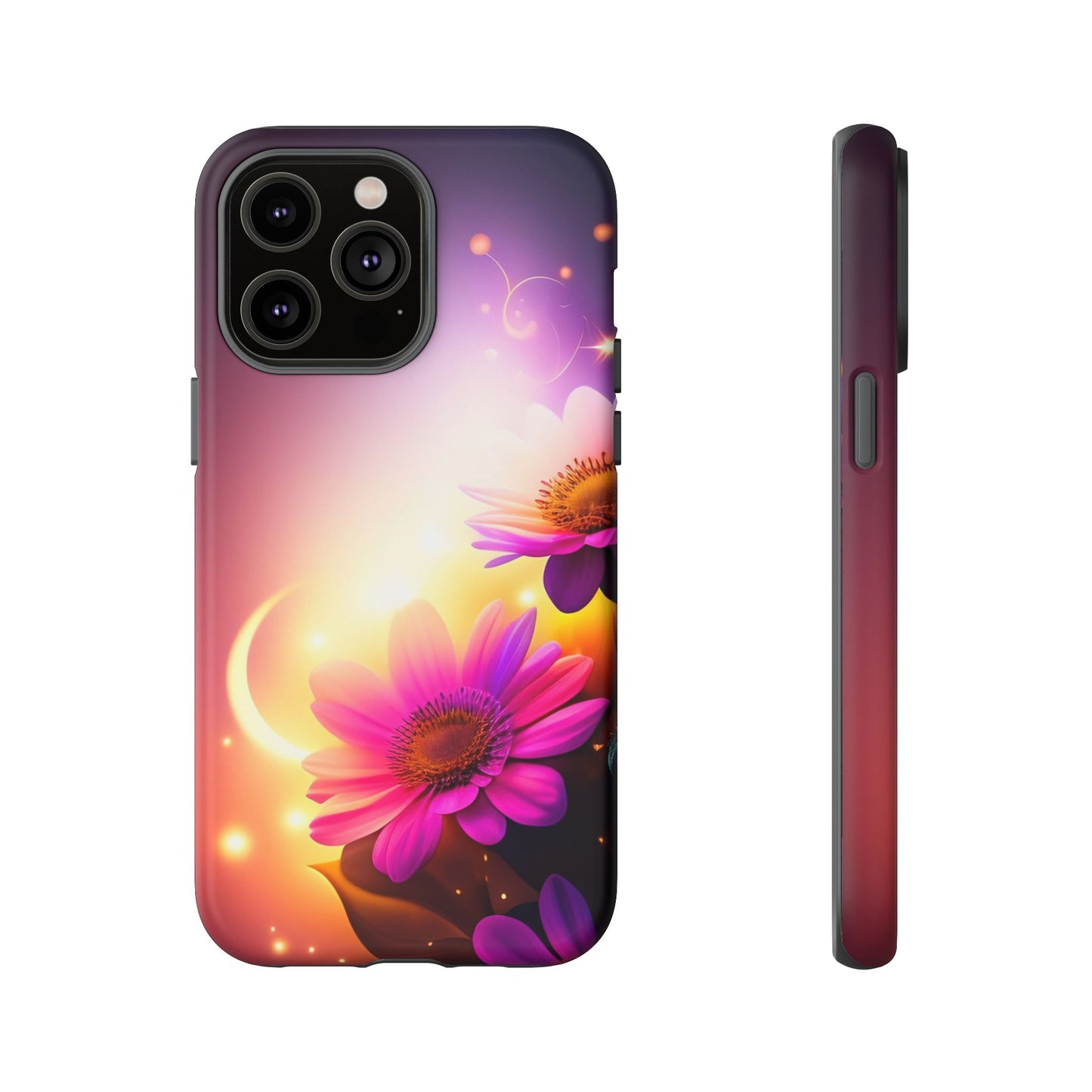 Floral Moonlight Phone Case – Purple Daisy Protective Cover
