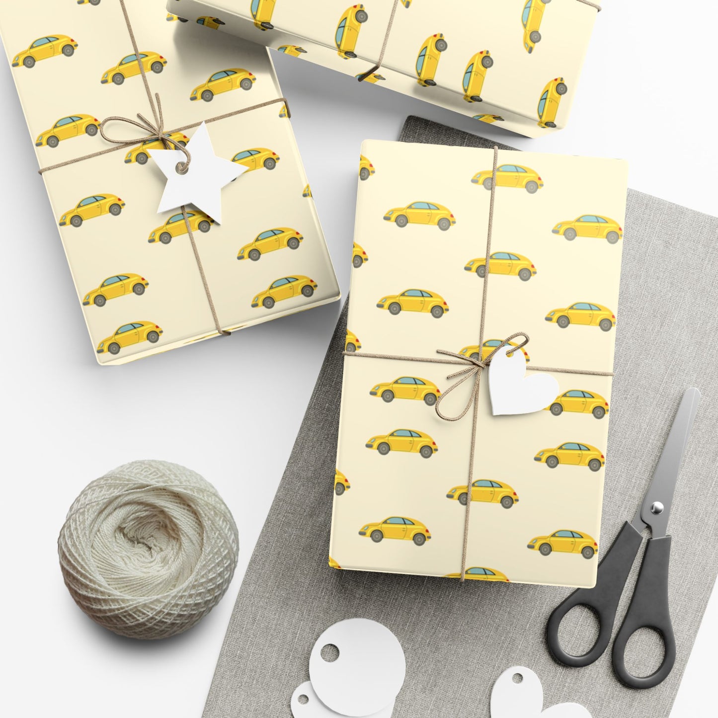 Taxi Pattern Gift Wrap Paper — Yellow Cab Wrapping Sheets for Car Lovers