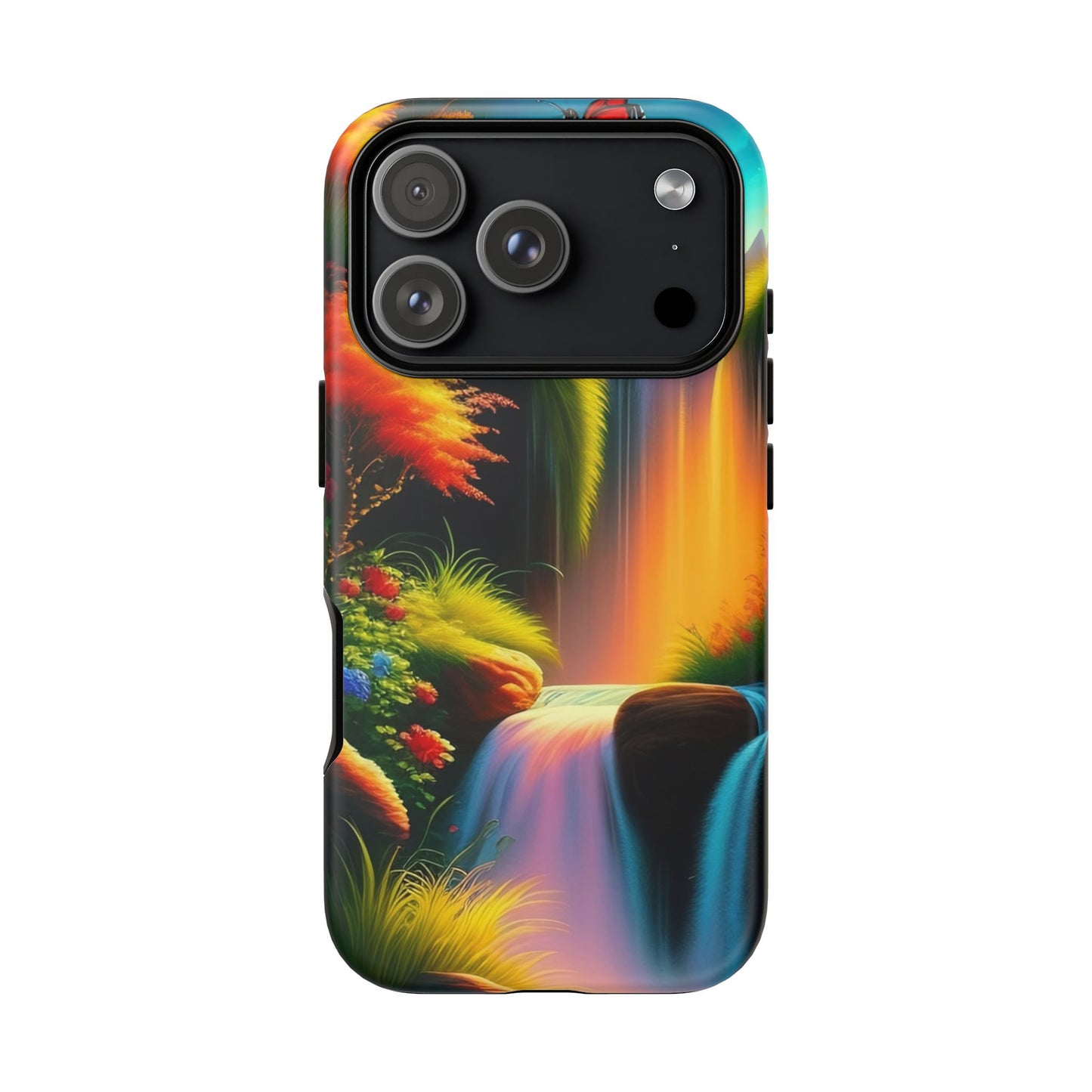 Phone Case - Vibrant Waterfall Landscape with Butterfly | Colorful Nature Protective Case