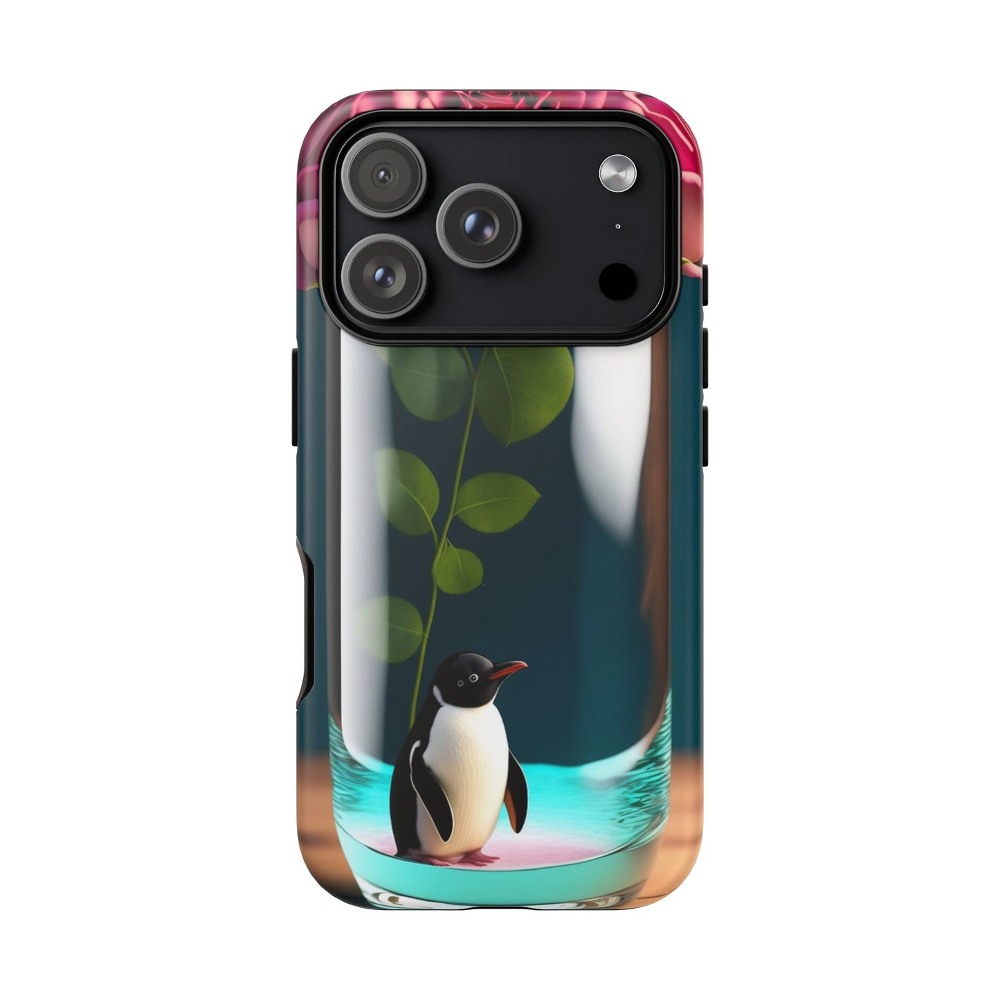 Penguin in a Glass Floral Tough Phone Case — Cute Protective Phone Cover