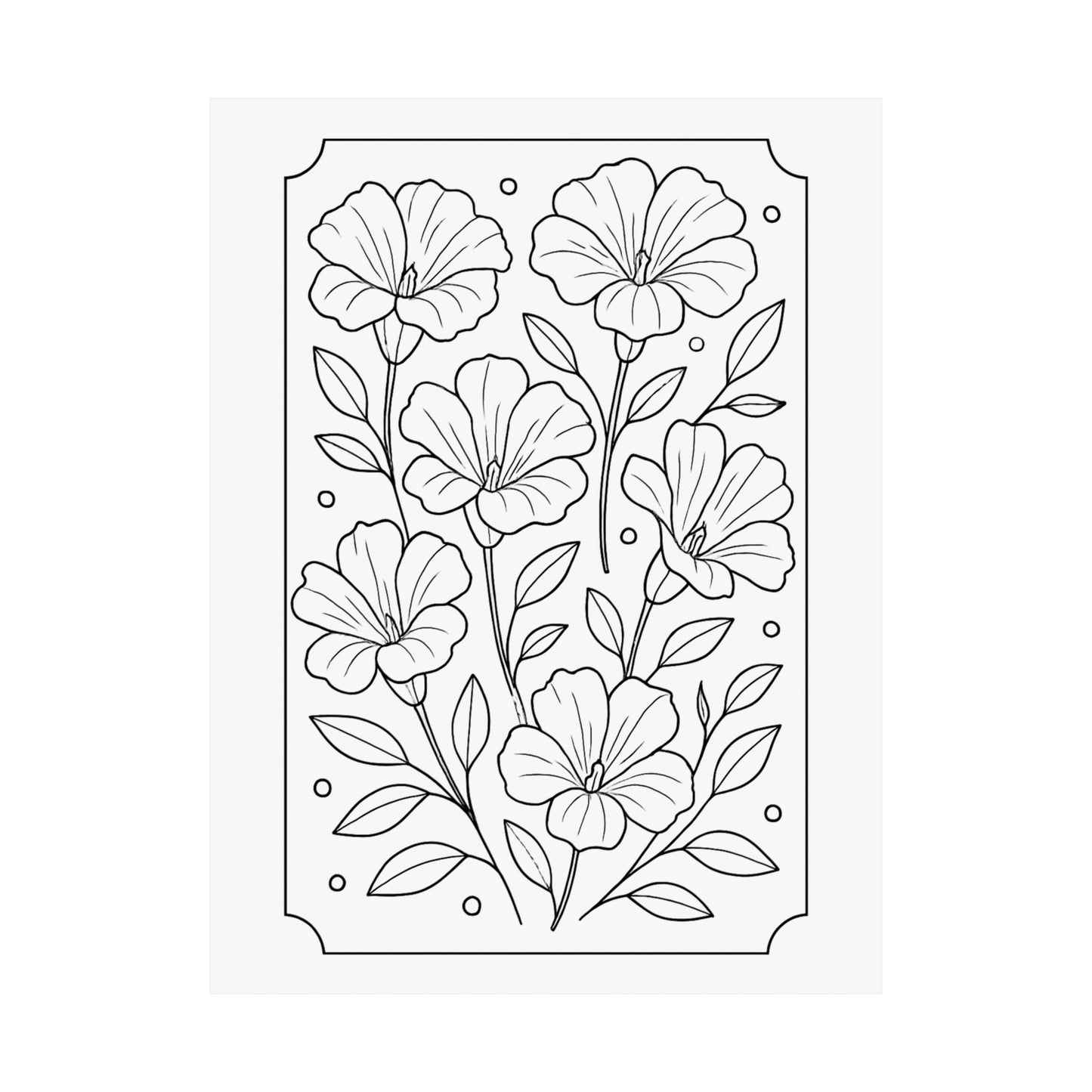 Botanical Line Art Poster — Matte Vertical Floral Wall Art - DIY