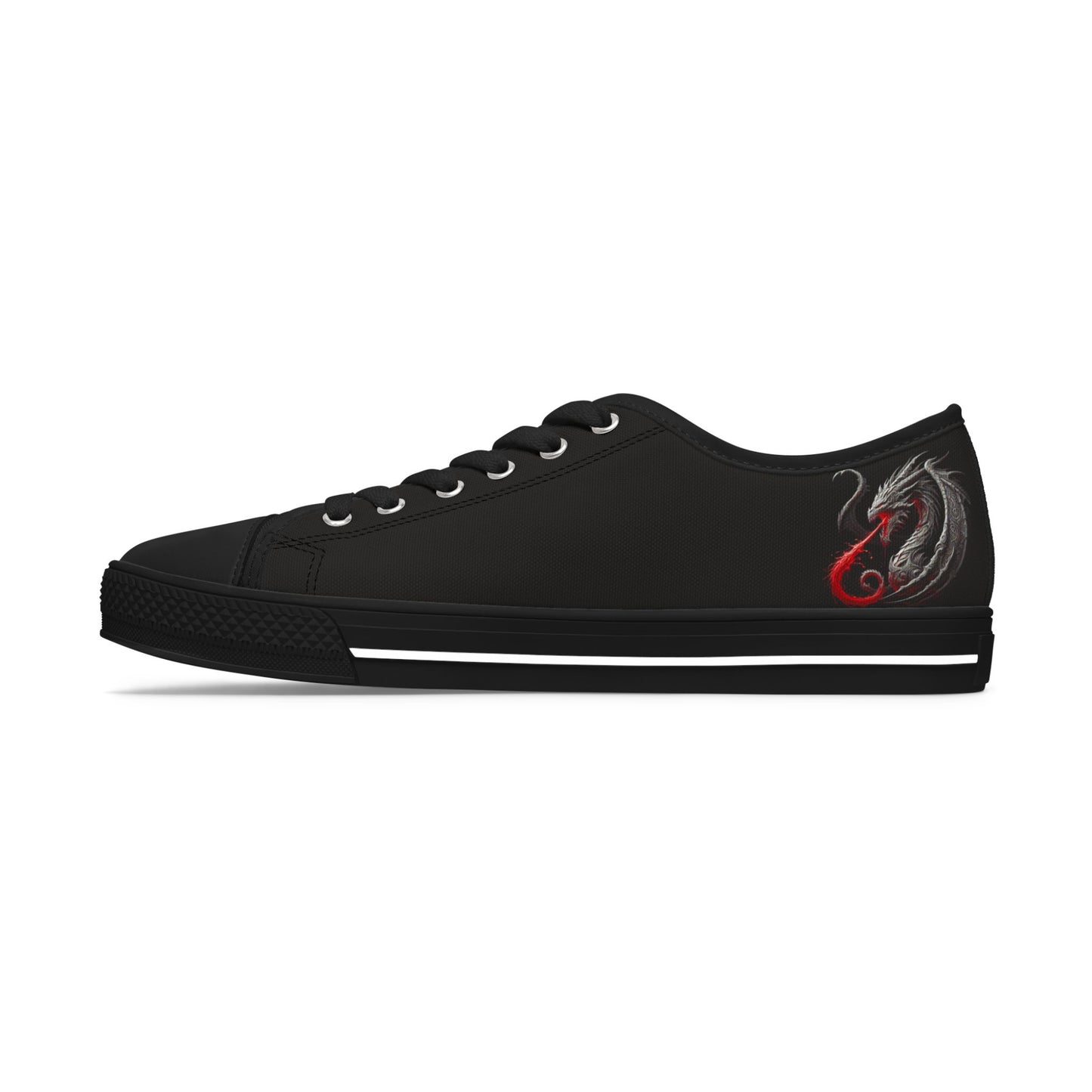Low Top Sneakers — Black Dragon Wing Accent