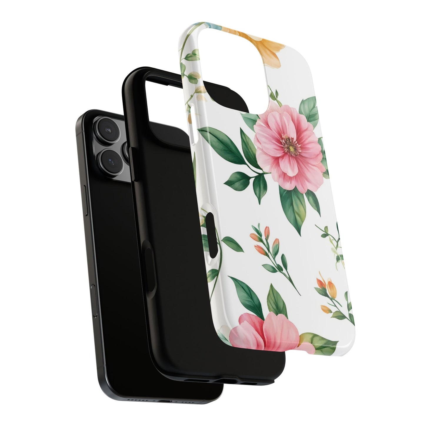 Floral Tough Phone Case — Pink Peony Protective Phone Cover