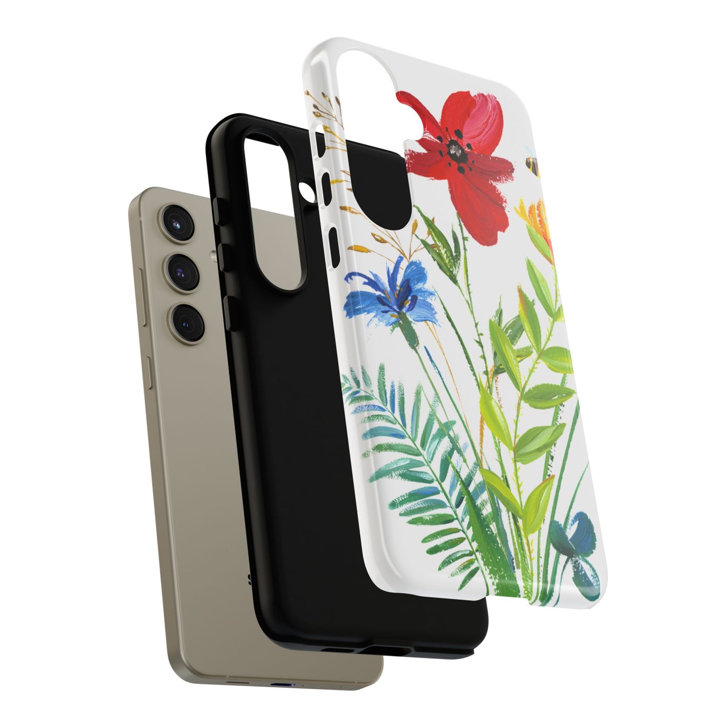 Floral Watercolor Tough Phone Case — Wildflower Bouquet Protective Cover
