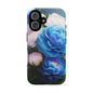 Floral Blue Peony Phone Case — Protective Tough Case with Pink & Blue Blooms