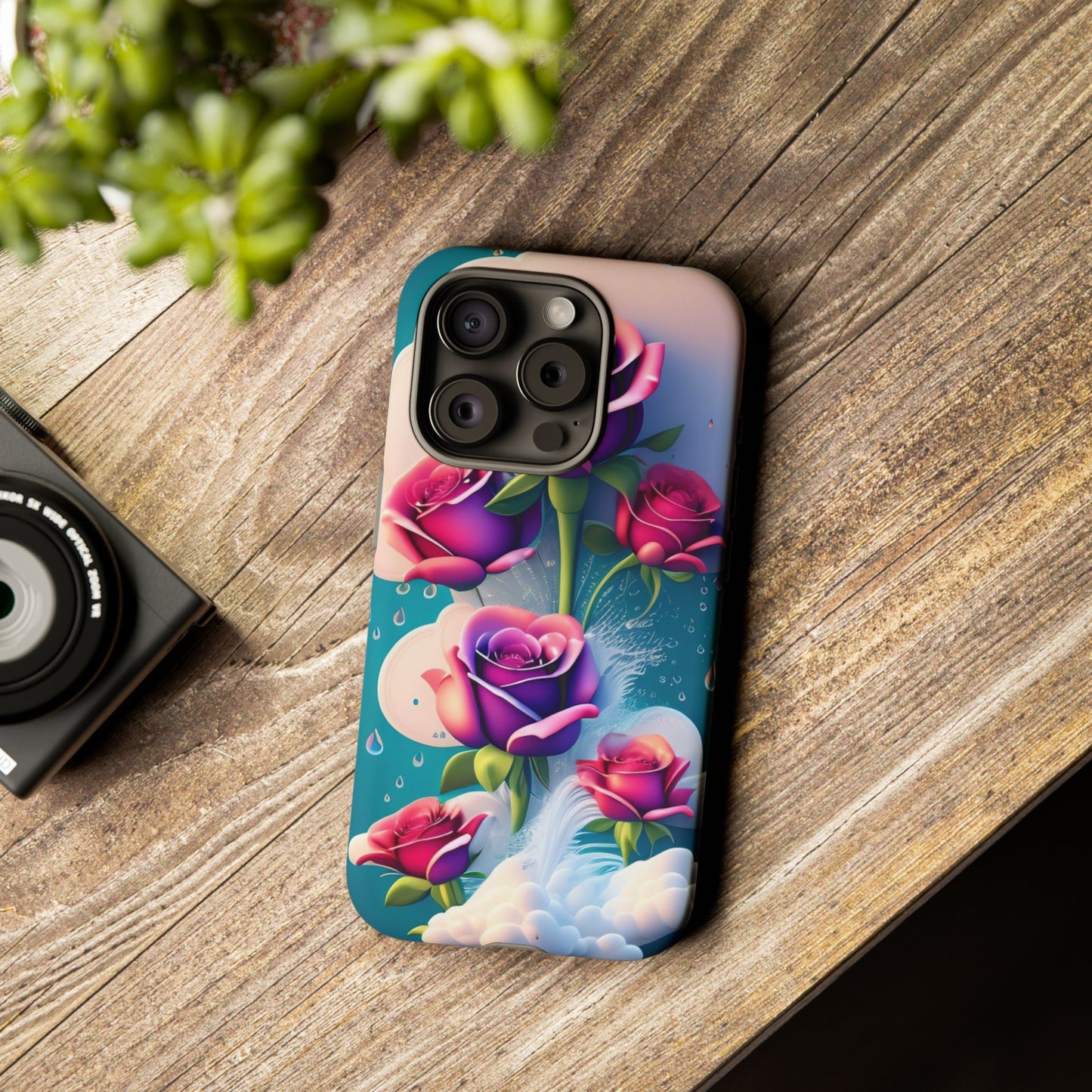 Floral Dream Tough Phone Case — Rose Bouquet Clouds Design
