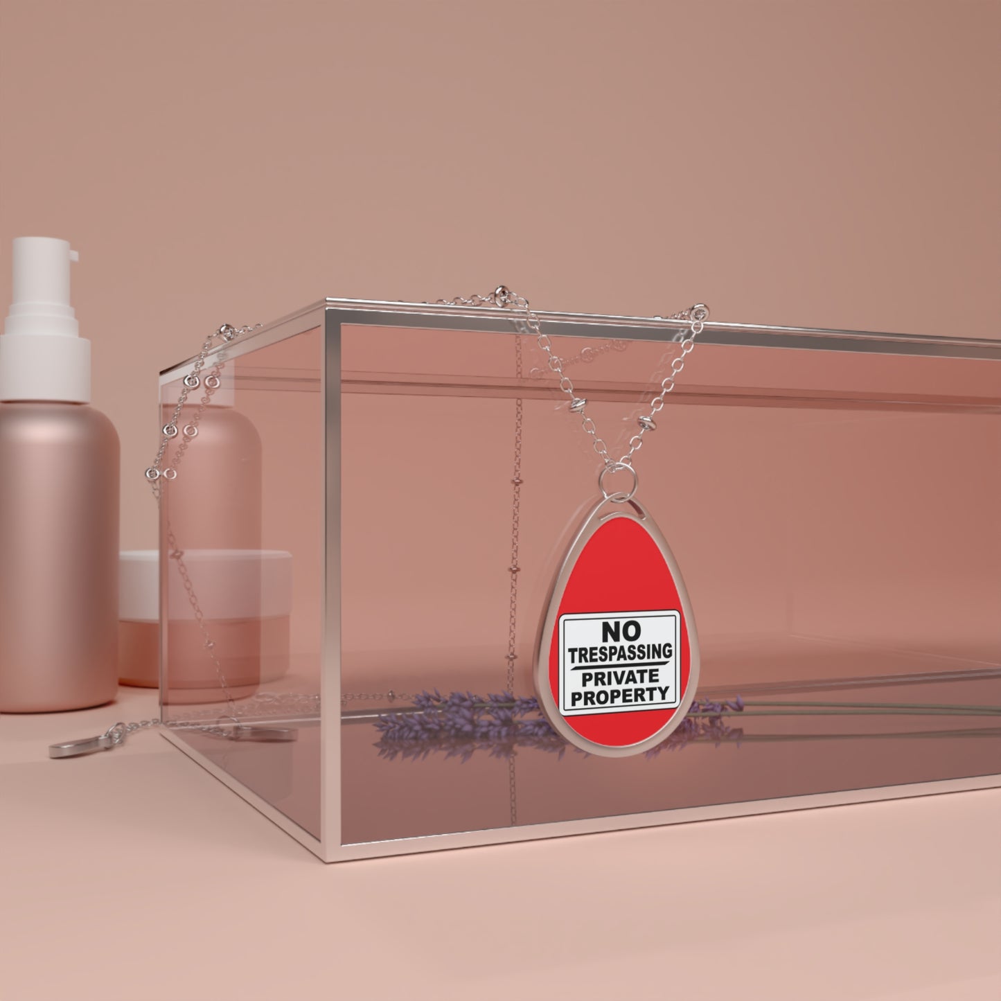 Statement Oval Necklace - No Trespassing Jewelry, Unique Gift for Her, Modern Accessory, Bold Fashion Piece, Everyday Wear