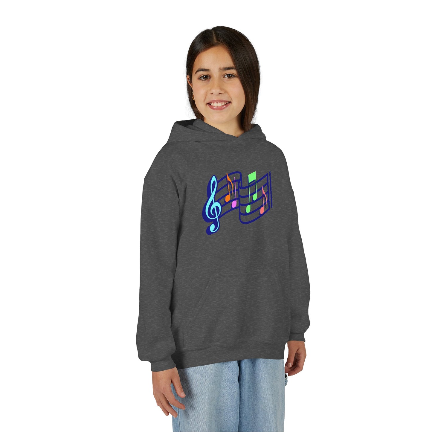 Kids Music Notes Hoodie — Colorful Treble Clef & Sheet Music Sweatshirt