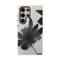 Monochrome Floral Tough Phone Case — Black Ink Flower Protective Cover
