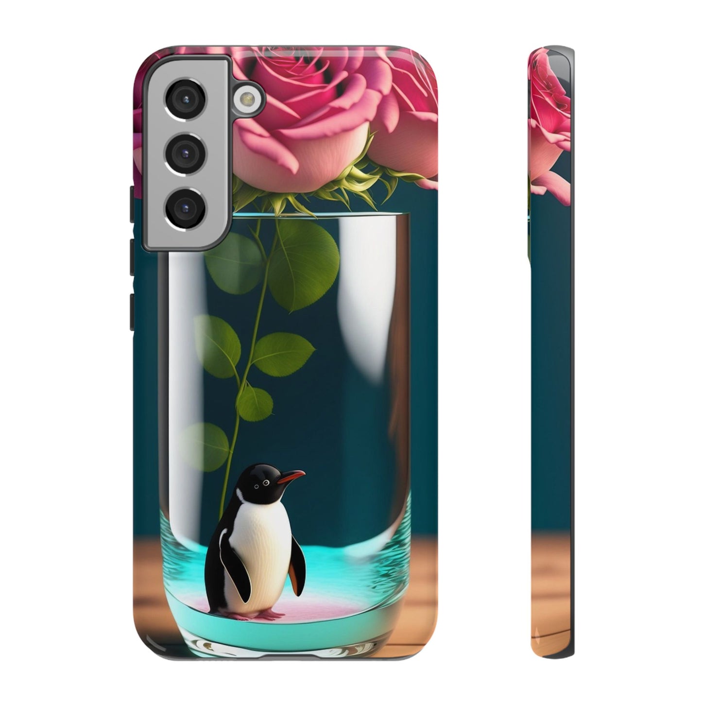 Penguin in a Glass Floral Tough Phone Case — Cute Protective Phone Cover