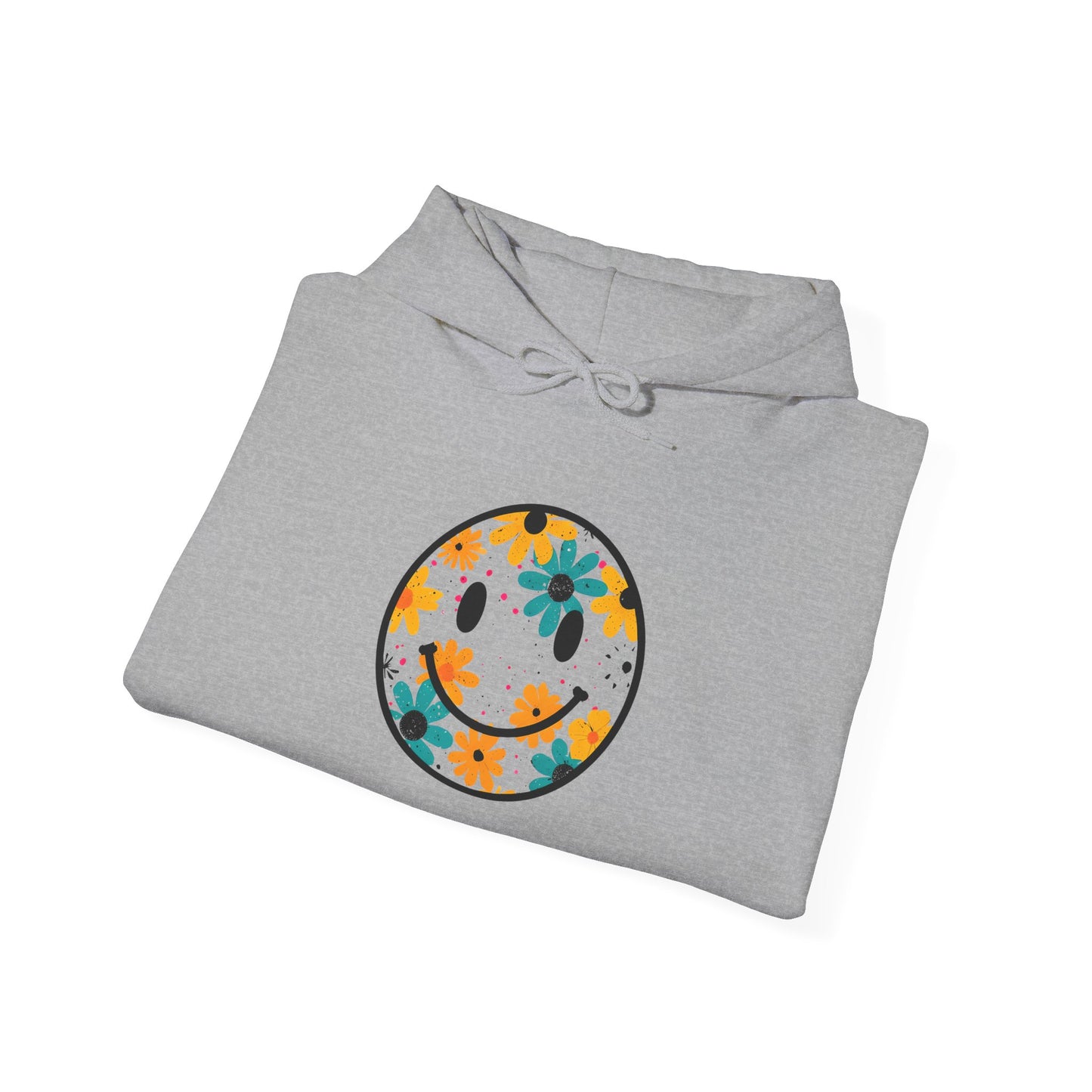 Floral Smiley Hoodie — Retro Daisy Smile Graphic Hoodie