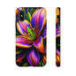 Floral Neon Tough Phone Case — Vivid Purple & Orange Lily Protective Cover