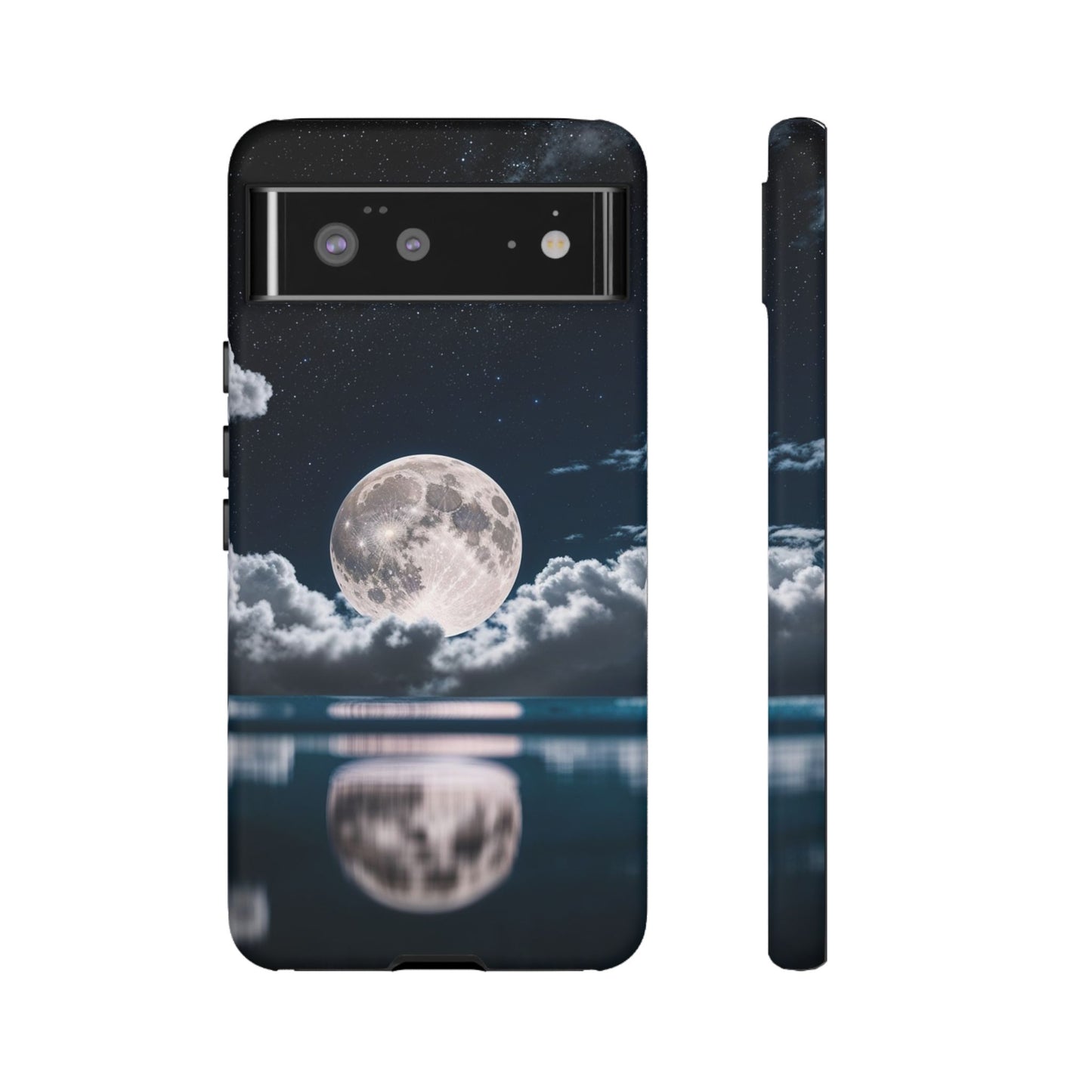 Moonlit Reflection Phone Case — Night Sky Moon & Clouds Tough Case