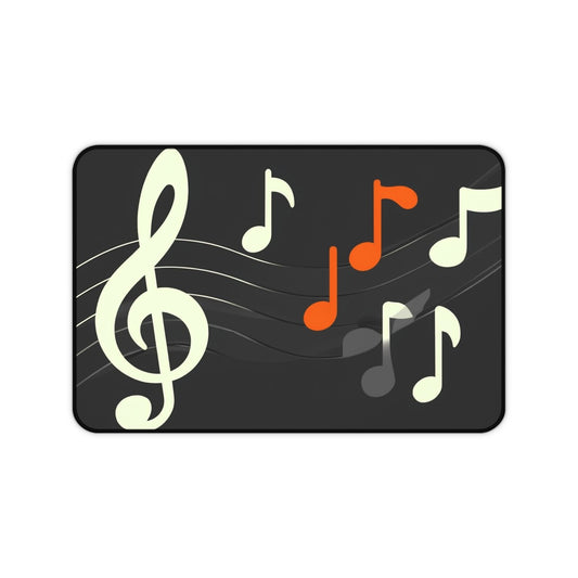 Musical Notes Desk Mat – Black Music-Themed Workstation Pad