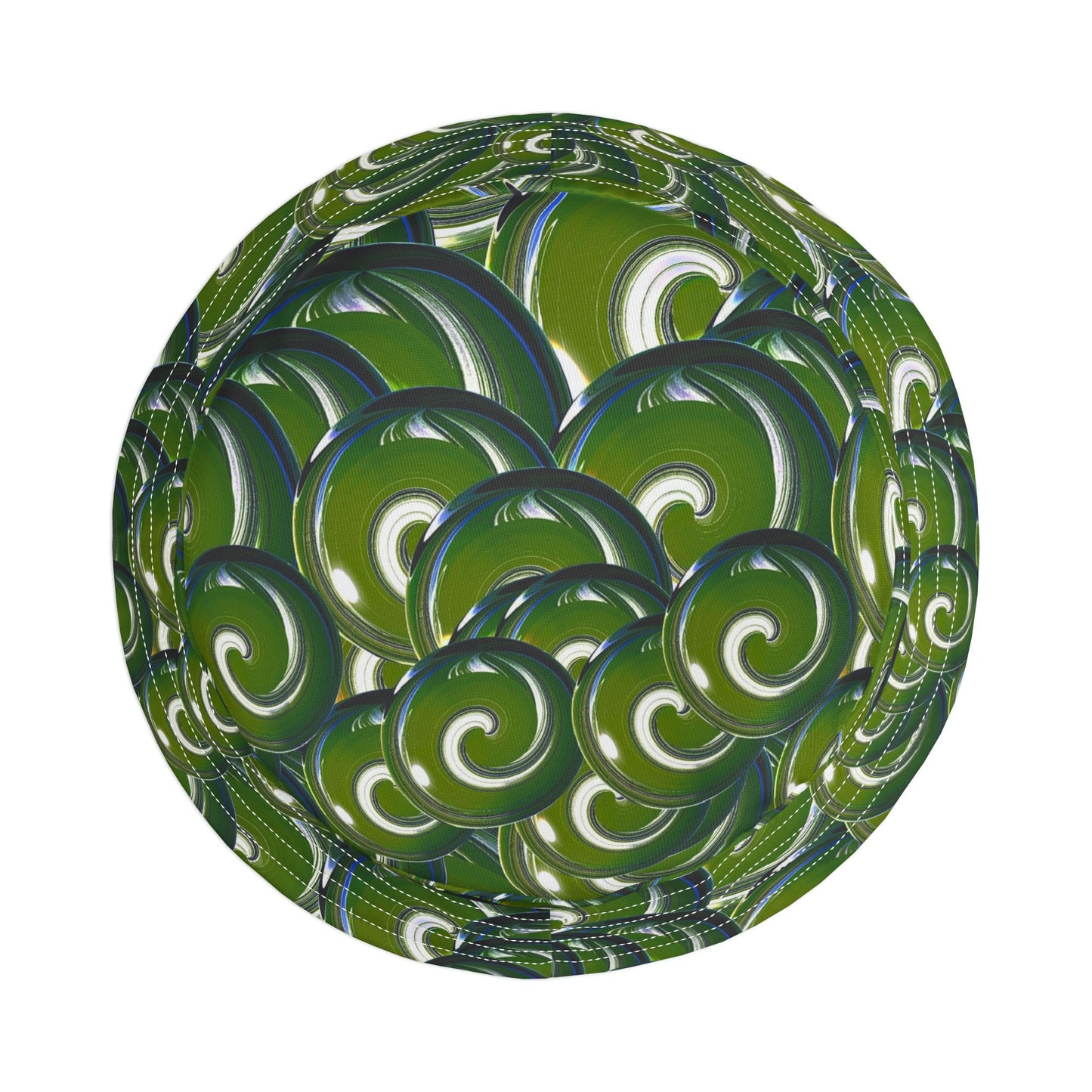 Green Swirl Pattern Bucket Hat – All-Over Print Casual Sun Hat