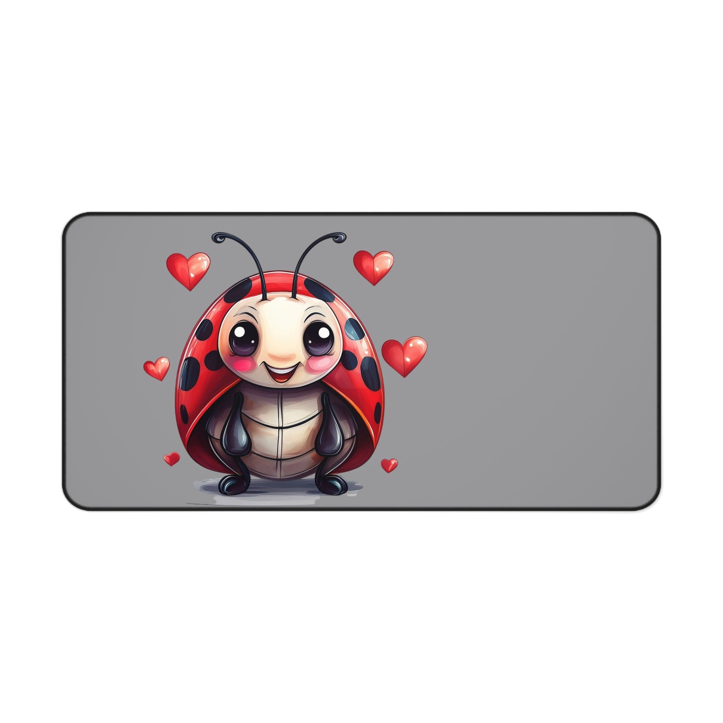 Cute Ladybug Desk Mat — Playful Mouse Pad with Heart Cartoon Design