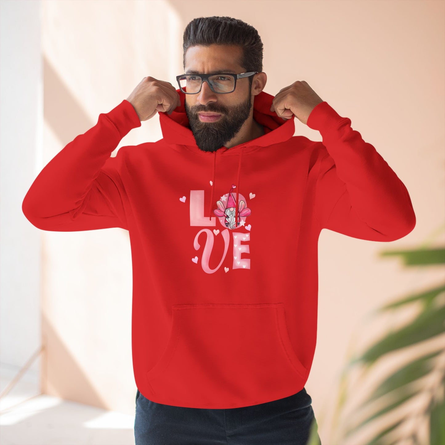 Love Blossom Hoodie — Pink Floral "LOVE" Graphic Fleece Hoodie