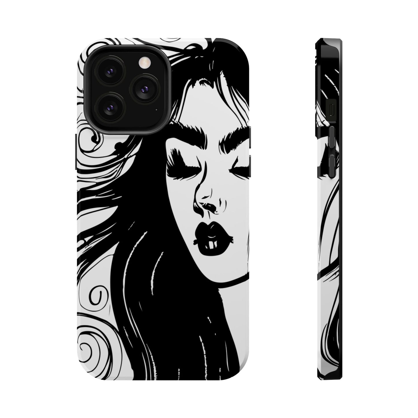Artistic Black & White Portrait Phone Case — Magnetic Impact-Resistant
