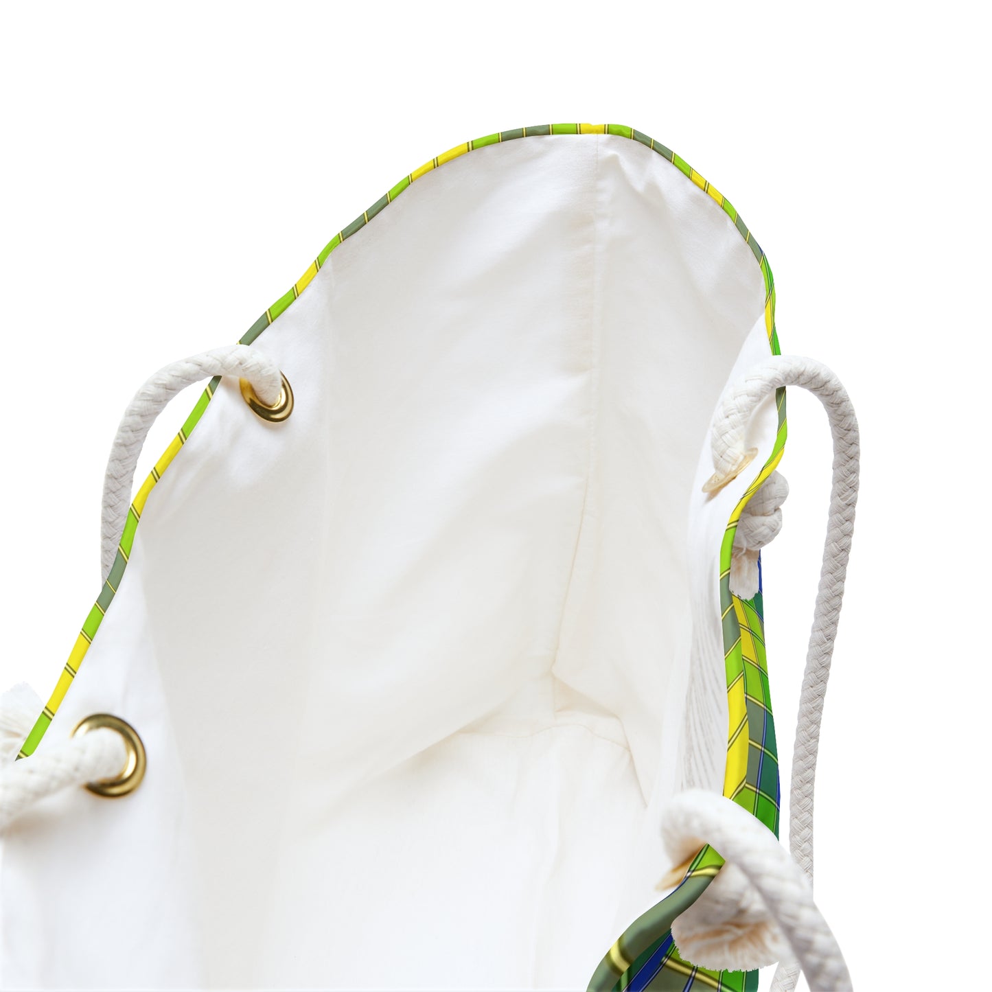 Bright Green & Blue Plaid Weekender Bag — Large Travel Tote