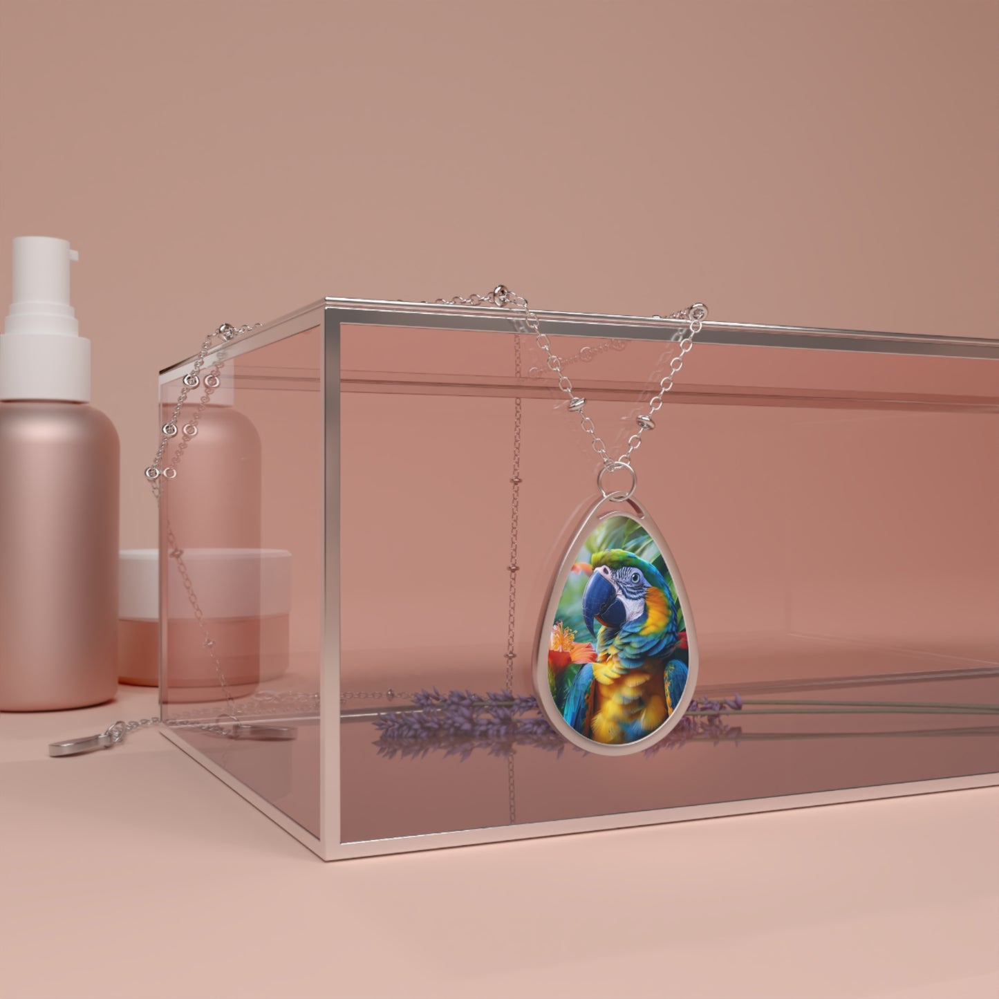 Vibrant Oval Necklace - Nature-Inspired Jewelry, Gift for Bird Lovers, Boho Accessories, Unique Pendant for All Occasions