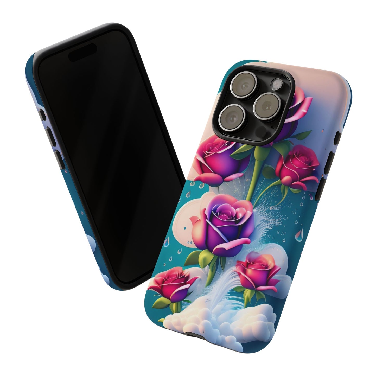 Floral Dream Tough Phone Case — Rose Bouquet Clouds Design