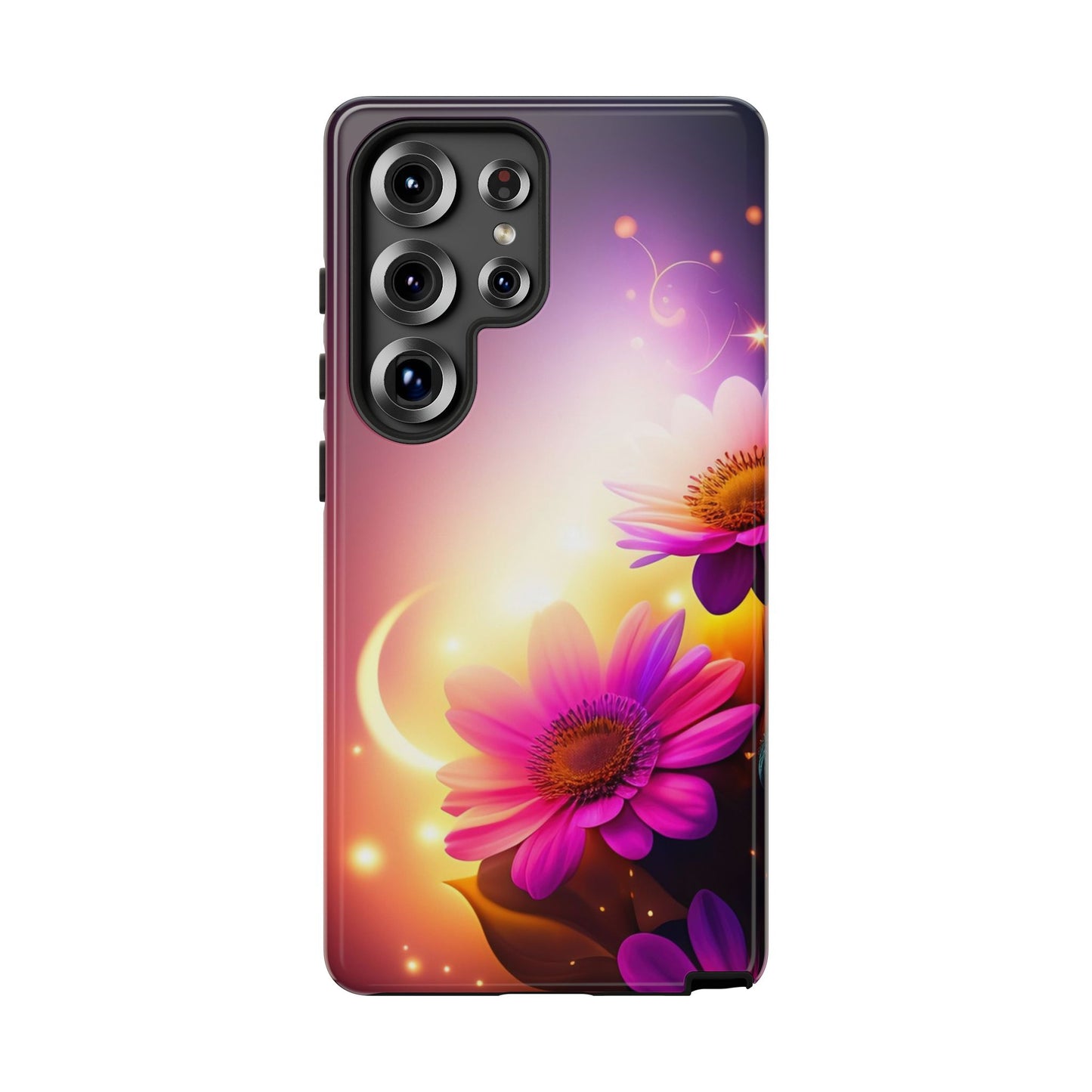 Floral Moonlight Phone Case – Purple Daisy Protective Cover