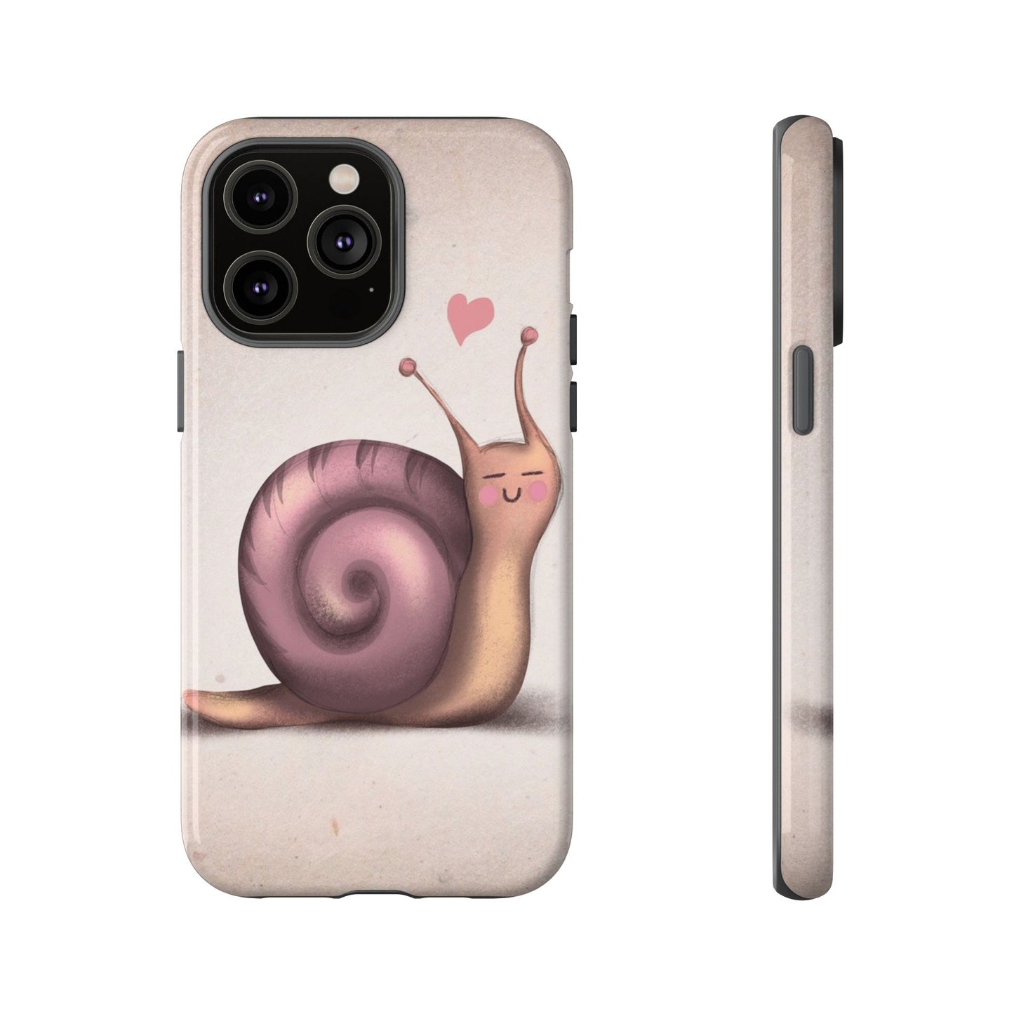 Cute Snail Phone Case — Pink Heart Cartoon Protective iPhone Cover